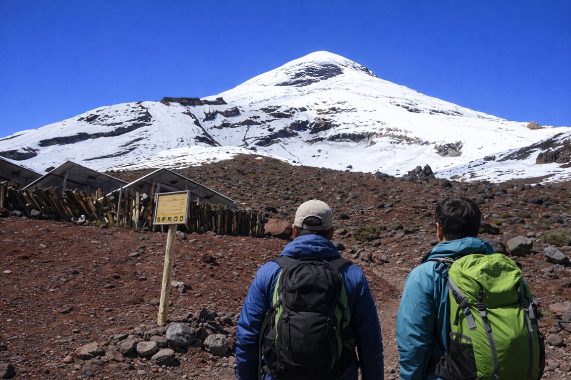 Hikers approaching Chimborazo Volcano base camp during El Altar Ecuador Tours adventure in Ecuador